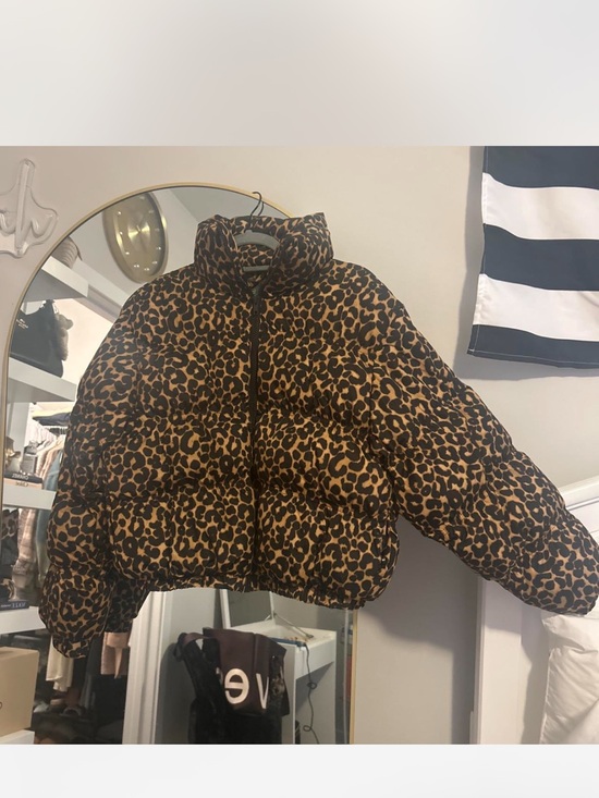 wild fable Jackets & Blazers - wild fable Leopard-Print Puffer Jacket - Brown & Black